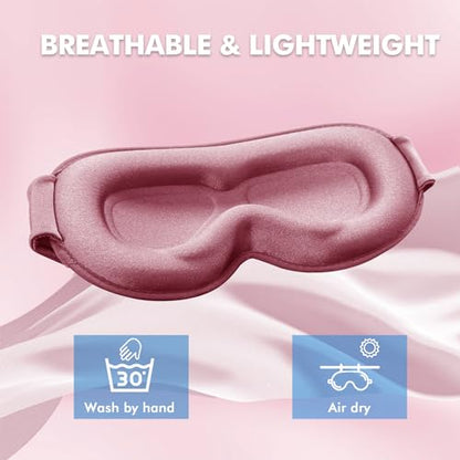 Sleep Mask for Men and Women, 3D Blackout Eye Mask for Side Sleepers, Rose - color: Rose