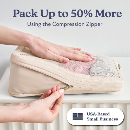 Vandel Space-Saving Compression Packing Cubes for Women 4-Pack Compressible - color: 3. Sand, size: 4 Pack (Compression)