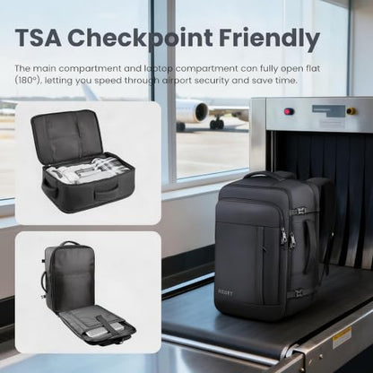 Carry On Backpack TSA Flight Approved, 50L Big Travel Backpack for Men - color: Black, size: 2X-Large(20"x14"x10")