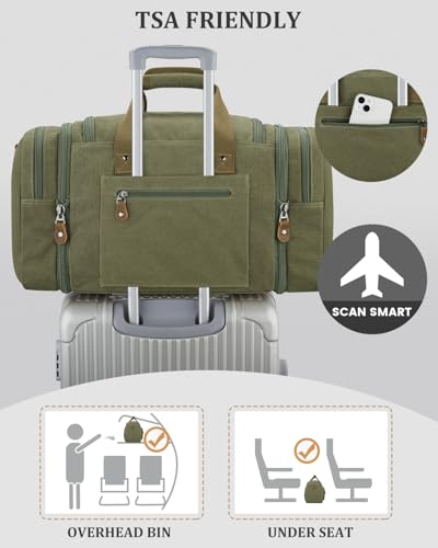 Gonex Duffle Bag for Travel, Expandable 60L Overnight Weekender Gym Bag - color: Army Green, size: X-Large-60l
