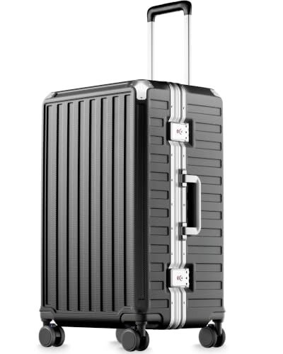 LUGGEX 24 Inch Zipperless Checked Luggage, Charcoal Metallic - color: Charcoal Metallic, size: 24 Inch