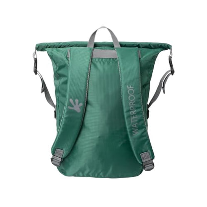 geckobrands Lightweight 30L Waterproof Backpack - Lightweight Watertight Outdoor Bag Hiking Traveling Light Water Activities - color: Green / Grey