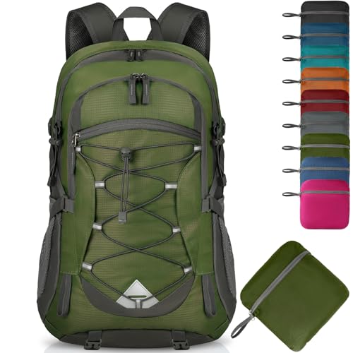 IGOLUMON Hiking Backpack 40L Packable Lightweight Camping Daypack Men Women - color: Army Green