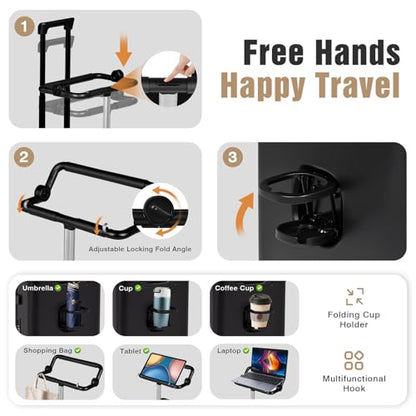 smilesun 20" Kids Ride On Suitcase with Adjustable Fence, Luggage with Seat - color: Black with Fence, size: 20"