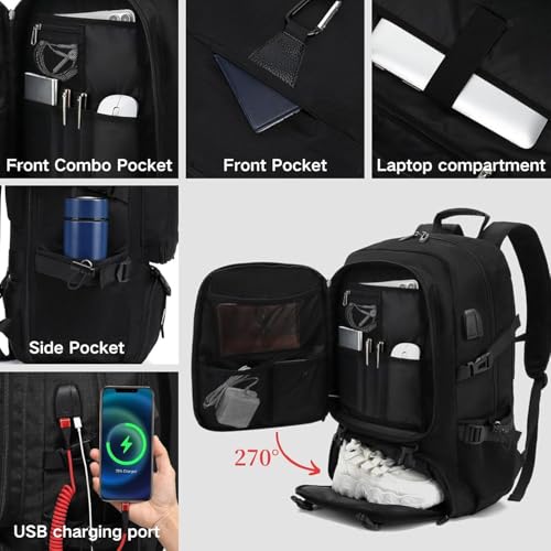 DUSLANG Travel laptop backpack, Extra Large 60L Traveling College Backpack,Large Capacity Backpack for Men Women,Fits 17 Inch Computer, USB Charging Port, Green - color: 60l Green-a