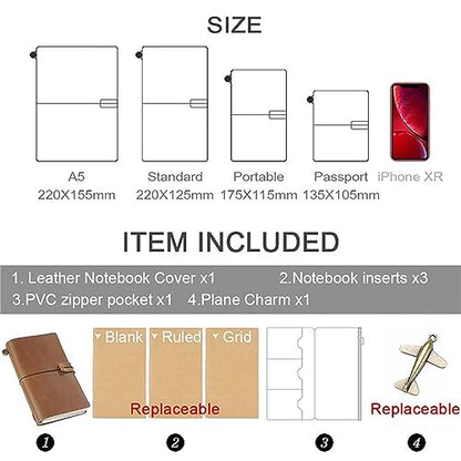 Genuine Leather TN Travel Notebook Protective Cover Journal Sketchbook Planner Agenda Diary Personal Organizers Noteboo (Blue Standard) - color: Blue Standard