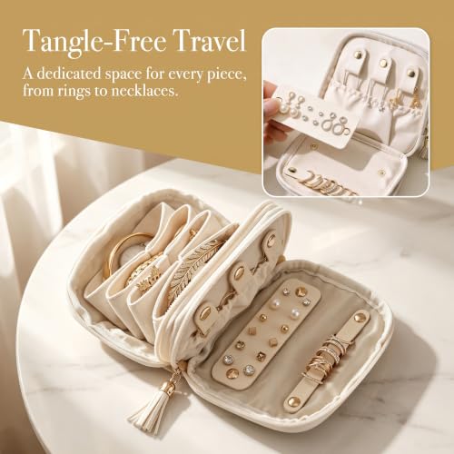 2-Layer Travel Jewelry Case,Portable Organizer for Necklaces,Rings,Earrings