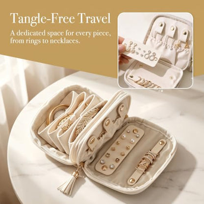 2-Layer Travel Jewelry Case,Portable Organizer for Necklaces,Rings,Earrings