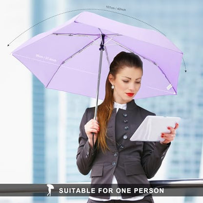 Automatic Lightweight Travel Flat Umbrella Compact Folding for Pocket - color: 0.2Light Purple