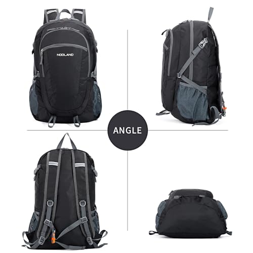 NODLAND Light Weight Packable Backpack for Travel Hiking 45L Foldable Water-Resistant Daypack Hydration Rucksack - color: Black, size: Medium 45L