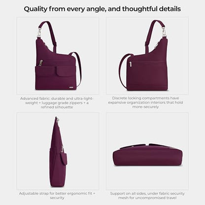 Travelon Anti-Theft Classic Crossbody Bag - color: Burgundy