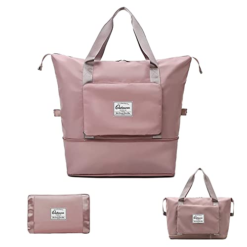 Large Capacity Foldable Travel Bag - color: Dull Pink