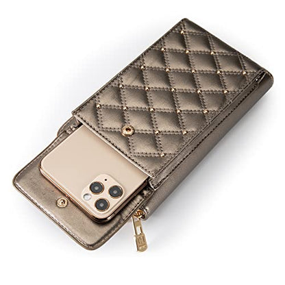 Montana West Crossbody Cell Phone Purse for Women RFID Blocking Cellphone Wallet - color: Bronze