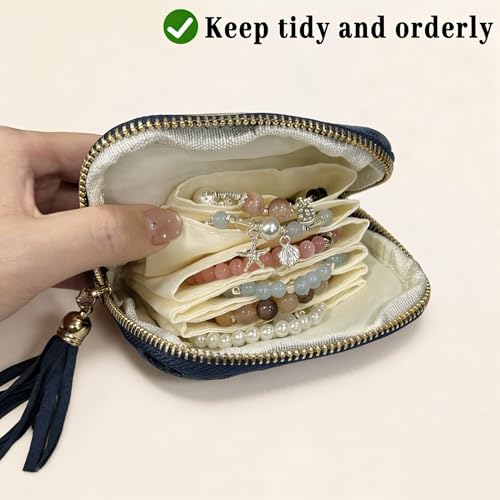 2PCS Small Travel Jewelry Pouch For Rings Gift &Use (peacock blue+purple) - color: peacock blue+purple
