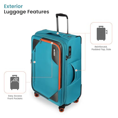 Suitcases w/Wheels 32 inch Luggage,Large Softside Suitcase - color: SkyBlue, size: Checked-Extra Large 32-Inch
