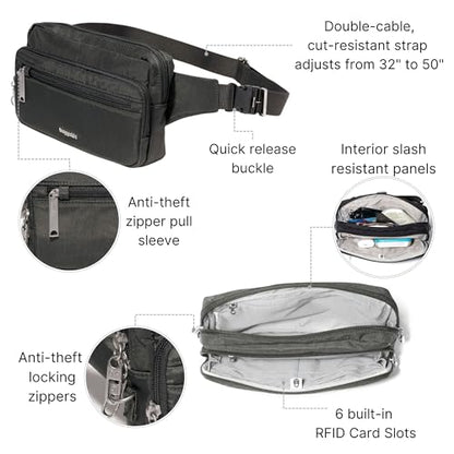 Baggallini Securtex Anti-Theft Belt Bag - color: Charcoal
