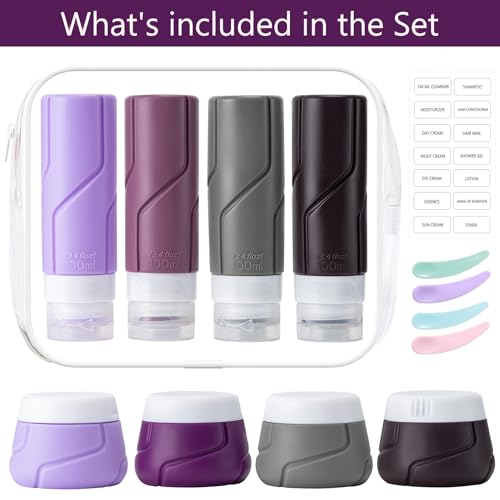15 Pack Travel Bottles for Toiletries,Silicone Toiletry Containers, Purple - color: Purple