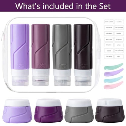 15 Pack Travel Bottles for Toiletries,Silicone Toiletry Containers, Purple - color: Purple