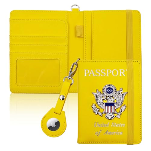 Passport Holder for Travel,Passport Cover Case with RFID (yellow) - color: yellow