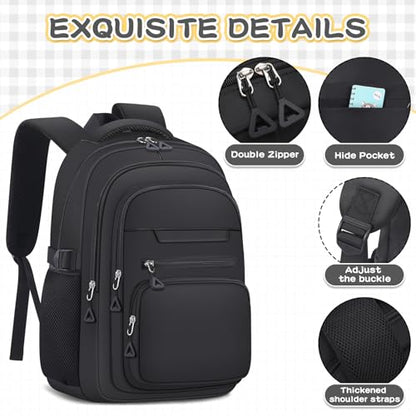 PRAGARI Cute Backpack for School Girls Aesthetic Backpack College Bookbag - color: Black