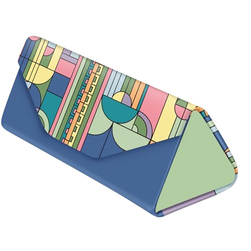 RainCaper Folding Travel Sunglasses & Reading Eyeglasses Case - Vegan Leather, Compact, Magnetic Closure, Slim Trifold Design - color: Frank Lloyd Wright Saguaro Forms