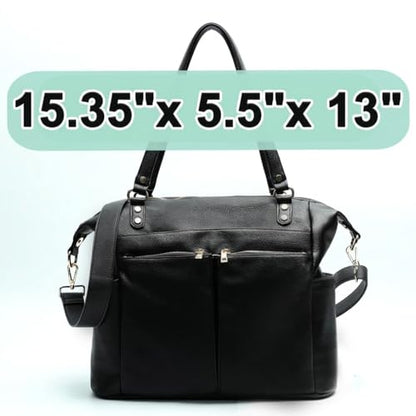 MOMINSIDE Diaper Bag Tote Convertible Diaper Bag Backpack Tote Leather - color: Black