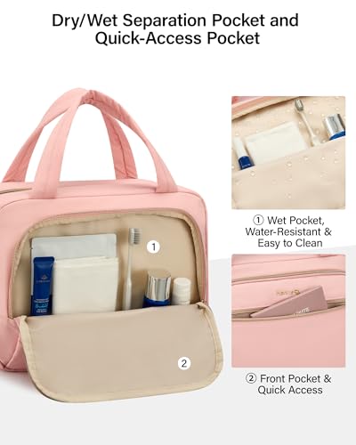 Hanke Hanging Travel Toiletry Bag for Women Portable Makeup Bag - color: Pink