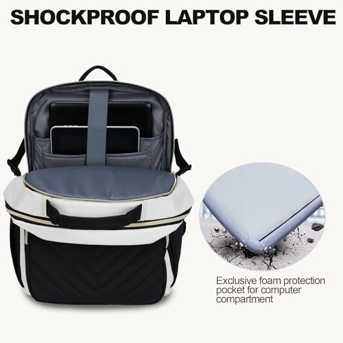 VANKEAN 18 Inch Laptop Backpack for Women Large Capacity - color: Beige-black, size: 18 Inch