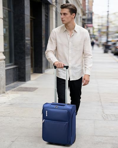 Hanke Underseat Carry On Luggage with Wheels, 17 Inch Rolling Bag, Blue - color: Blue, size: 17 Inch Underseat Plus