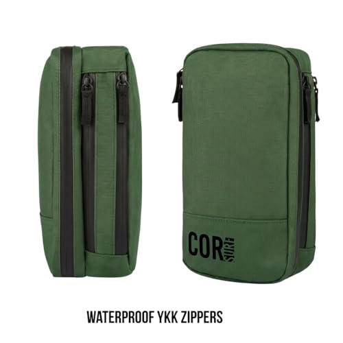 COR Surf Compact Hanging Toiletry Bag, Dopp Kit, 4 Compartments, Dark Green - color: Dark Green
