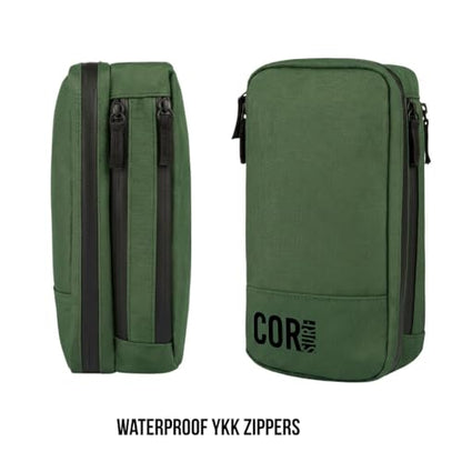 COR Surf Compact Hanging Toiletry Bag, Dopp Kit, 4 Compartments, Dark Green - color: Dark Green