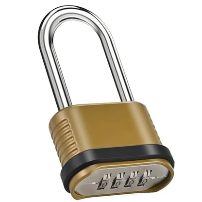 4 Digit Heavy Duty Combination Lock - 105mm Long Shackle (1pcs, Golden) - style: 1pcs Long-Golden