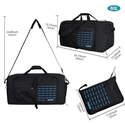 Goloni 80L Foldable Duffle Bag for Travel, Large Durable Travel Duffel Bag - color: Black, size: 80L