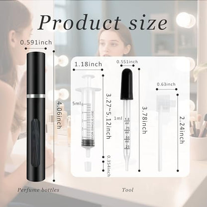 4 Pack Refillable Mini Perfume Atomizer Bottle，Portable Separate Bottles，Travel and Outings Spray Boxes Dispensers 5ml/0.2oz (Black) - color: 4pcs Black