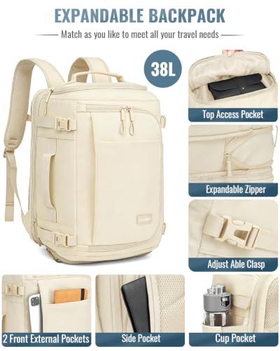 Joyway 4-Piece Hardside Luggage Set with Backpack, 20 24 28 Inch, White | ABS+PC Hardshell, TSA lock, 360 Spinner Wheels, Lightweight Pressure-resistant, Expandable Multi-function Travel Bag - color: White, size: 4-Piece Set (20/24/28/BP)