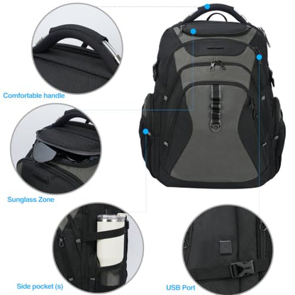 KROSER Laptop Backpack 18.4 Inch Computer Backpack for Men/Women/College - color: Black/Army Green, size: 18.4 inch