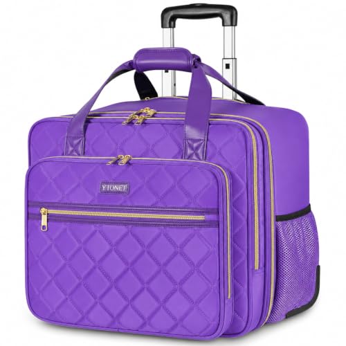 Ytonet Rolling Briefcase for Women, 17.3 In Rolling Laptop Bag, Purple - color: Purple, size: Large