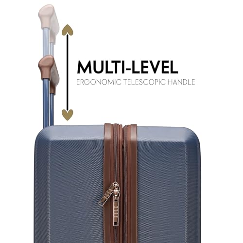 ELLE Luxe Journey 3 Piece Expandable Retro Spinner Luggage Set, Navy - color: Navy