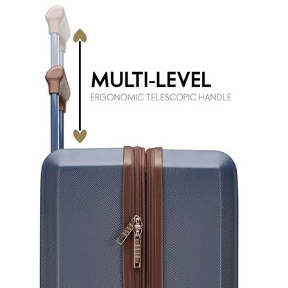 ELLE Luxe Journey 3 Piece Expandable Retro Spinner Luggage Set, Navy - color: Navy