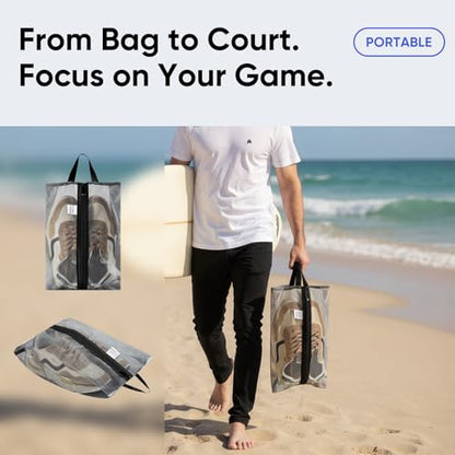 VUSIGN Travel Shoe Bag, Water-Resistant Shoe Pouch for Gym and Sport, Odor-Resistant Soccer Cleats Bag (Gray, 4-Pack) - size: Standard Size, style: 4 Pc