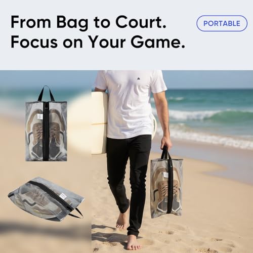 VUSIGN Plus-Sized Travel Shoe Bag, Water-Resistant Shoe Pouch for Gym and Sport, Odor-Resistant Soccer Cleats Bag (Gray, 2-Pack) - size: Plus Size, style: 2 Pc