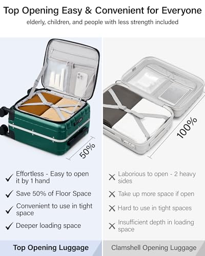Hanke 16 Inch Small Carry On Luggage, Top Opening Aluminum Frame Suitcase - color: Dark Green, size: 16 Inch