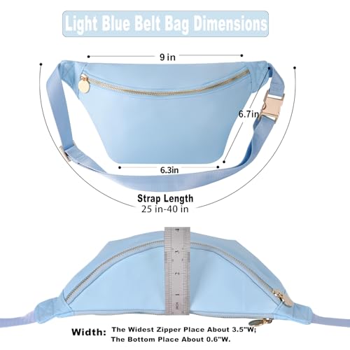 Belt Bag Crossbody Stadium Concert Bag for Women Water-Resistant Nylon Waist Pack (Light Blue) - color: Light Blue