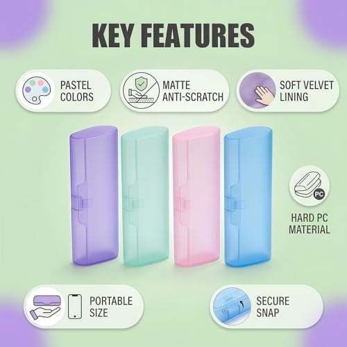 4PCS Portable Transparent Plastic Glasses Case Hard Shell Eyeglasses Protective Box Travel Sunglasses Storage Containers Eyewear Accessories (Random Color)