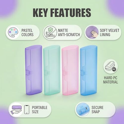 4PCS Portable Transparent Plastic Glasses Case Hard Shell Eyeglasses Protective Box Travel Sunglasses Storage Containers Eyewear Accessories (Random Color)