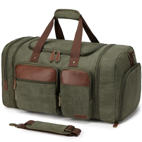 Canvas Duffle Bag for Travel 50L Expandable, Army Green - color: Army Green, size: Large 50 L