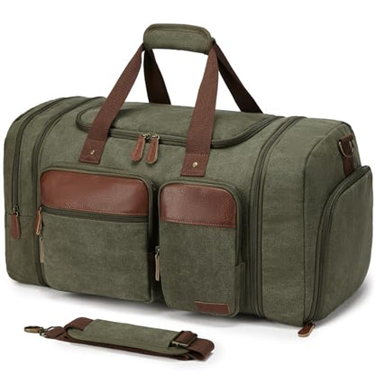 Canvas Duffle Bag for Travel 50L Expandable, Army Green - color: Army Green, size: Large 50 L