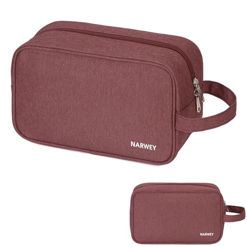 Narwey Travel Toiletry Bag for Women, Dopp Kit Men, Bathroom, Medicine Bag - color: A-Jujube Red