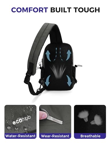 ECOHUB Crossbody Bags for Women Men, Anti-Theft RFID Blocking Sling Backpack Water Resistant Chest Shoulder Daypack, Grey - color: Grey