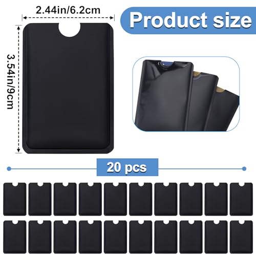 OIIKI 20PCS RFID Blocking Sleeves for Credit Card, Black - color: Black